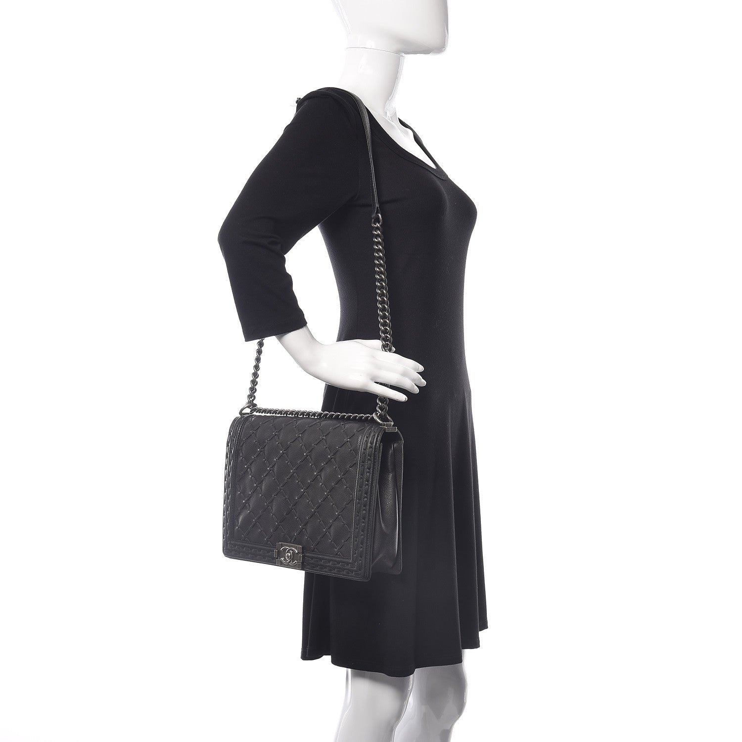 Chanel Caviar Stitched Large Boy Flap Black 2 of 14