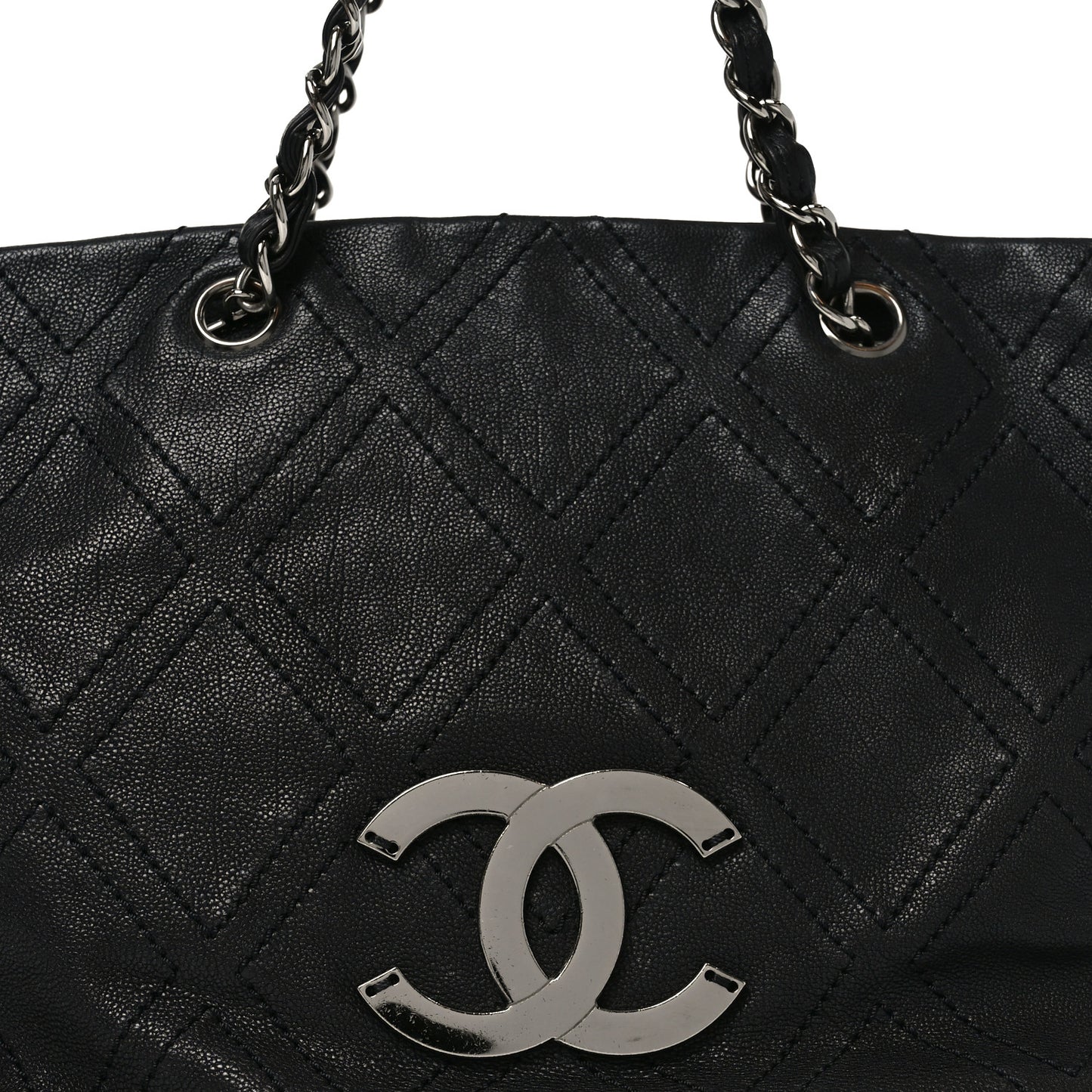 Calfskin Small Diamond Stitch Tote Black