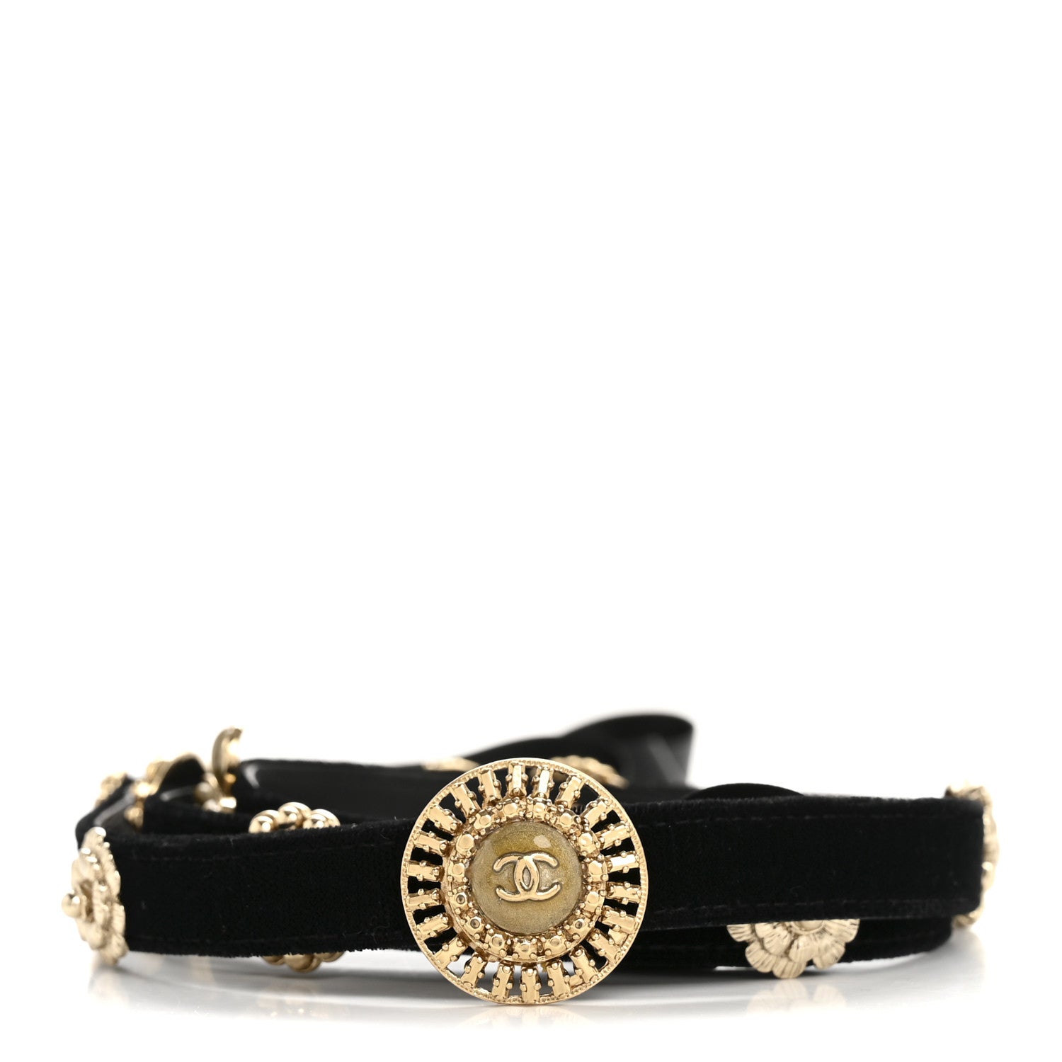 Chanel Velvet CC Belt Black Gold 1 of 4