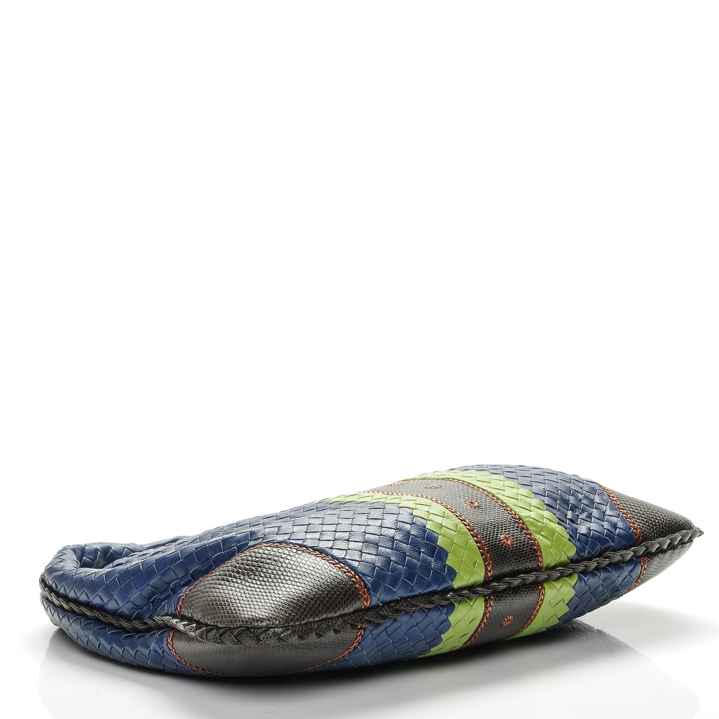 Shiny Goatskin Intrecciato Karung Large Veneta Hobo Cobalt