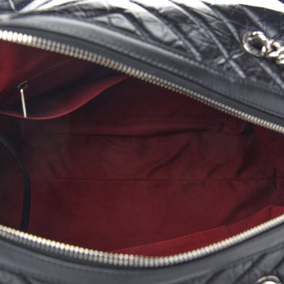 Chanel Aged Calfskin Chevron Quilted Duffle Bag Black 4 of 9