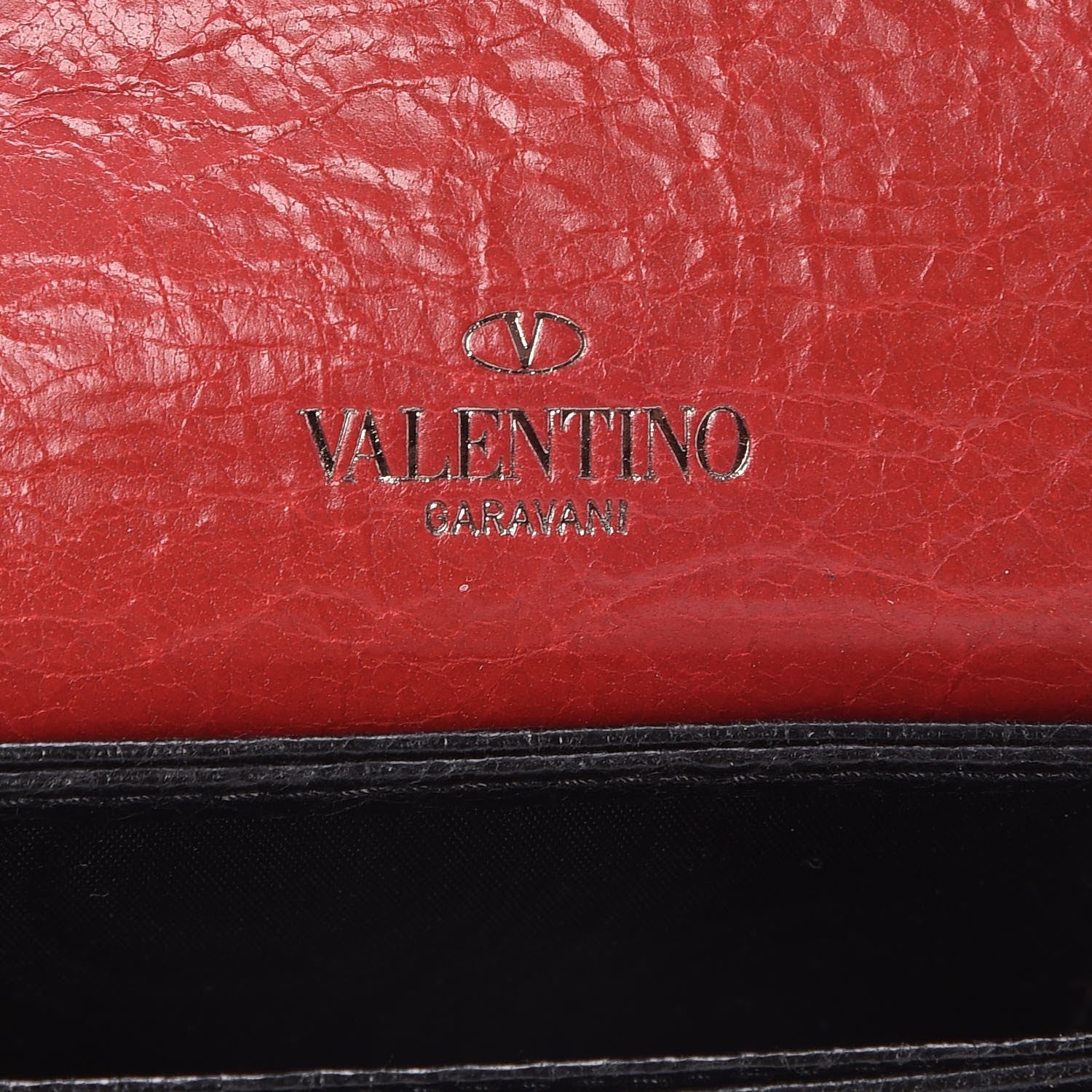 Valentino Garavani Craquele Nappa Rockstud Spike Bi-Fold Card Holder Black 6 of 8
