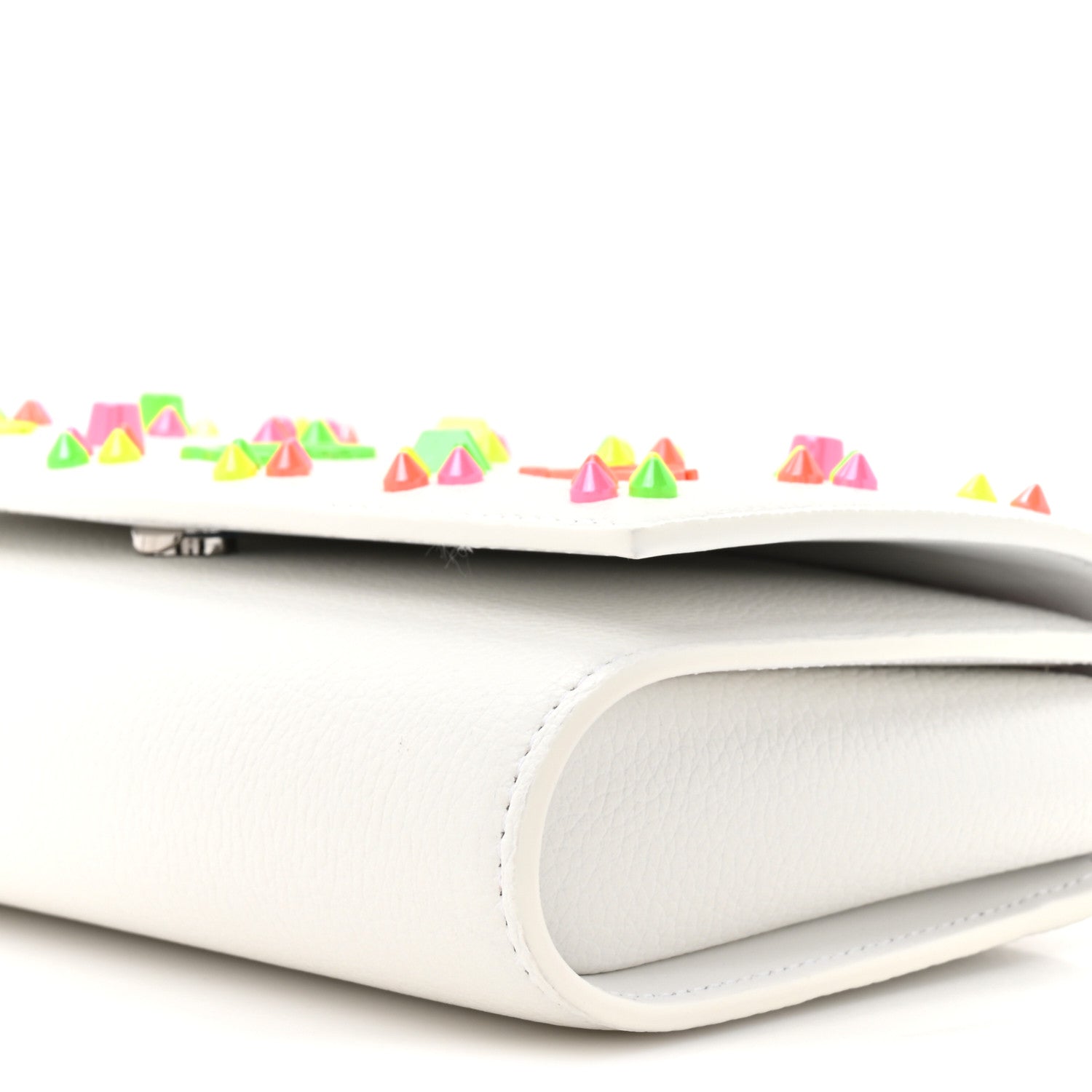 Christian Louboutin Calfskin Spikes Loubinthesky Paloma Clutch White 8 of 11