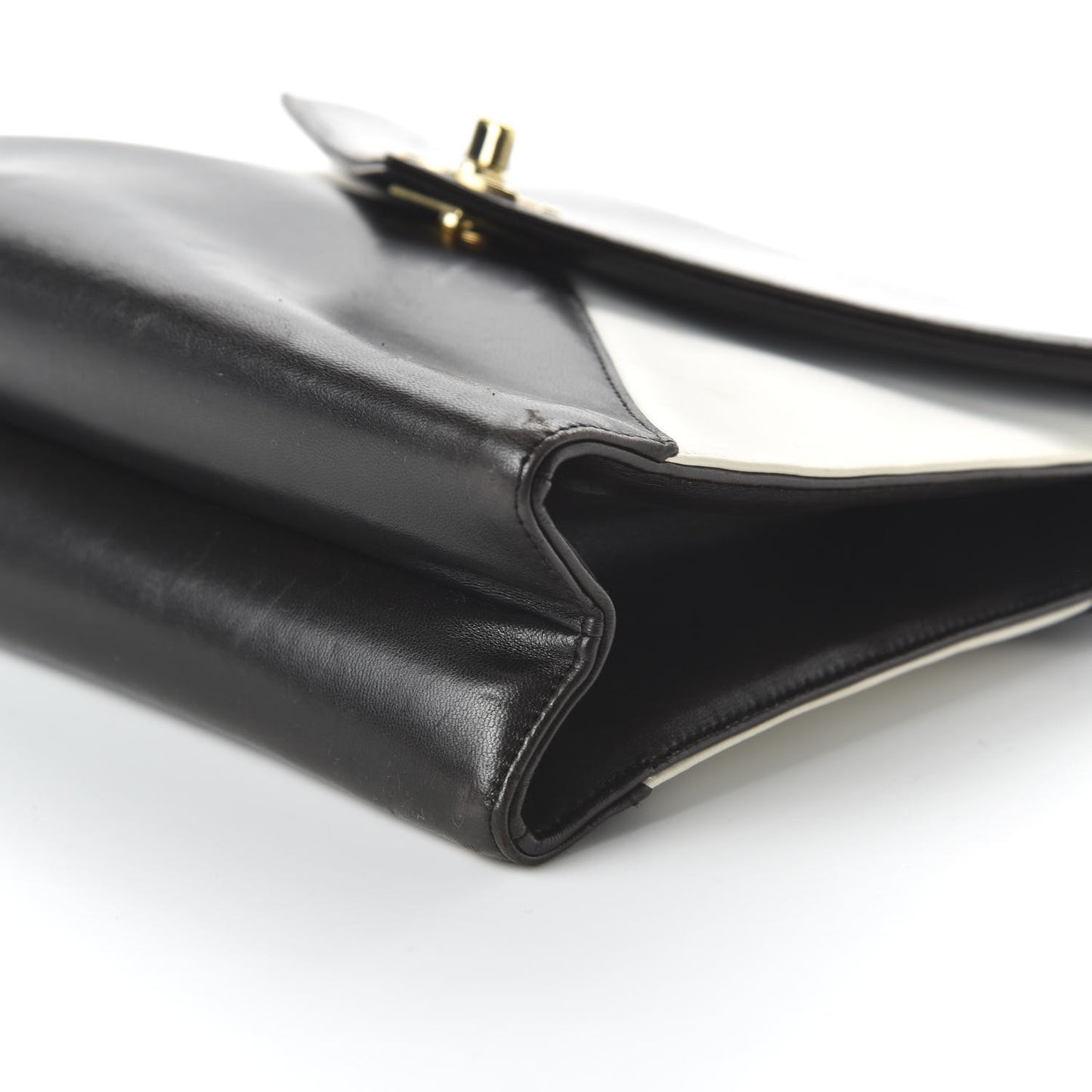 Lambskin Medium Envelope Single Flap Bag Black White