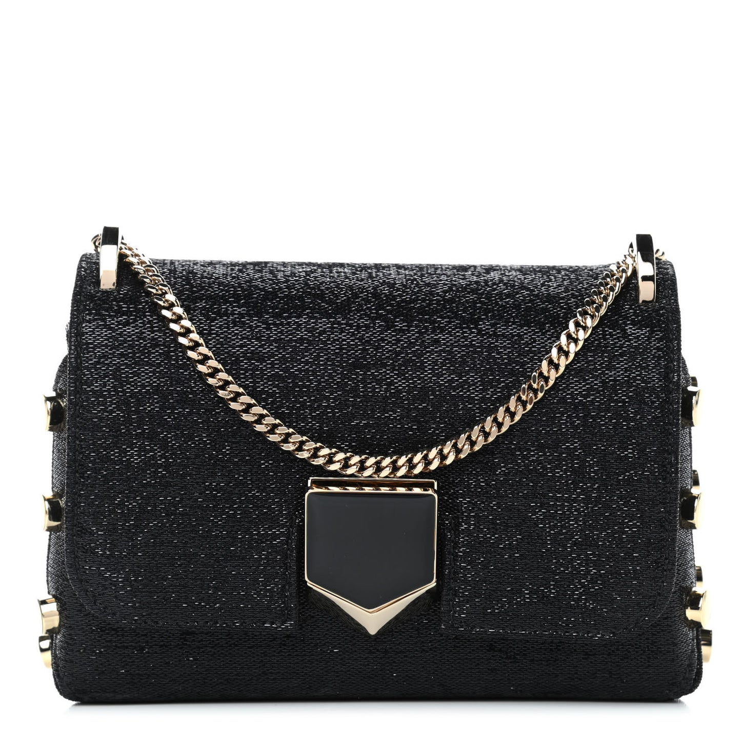 Wetlook Fabric Mini Lockett Shoulder Bag Black