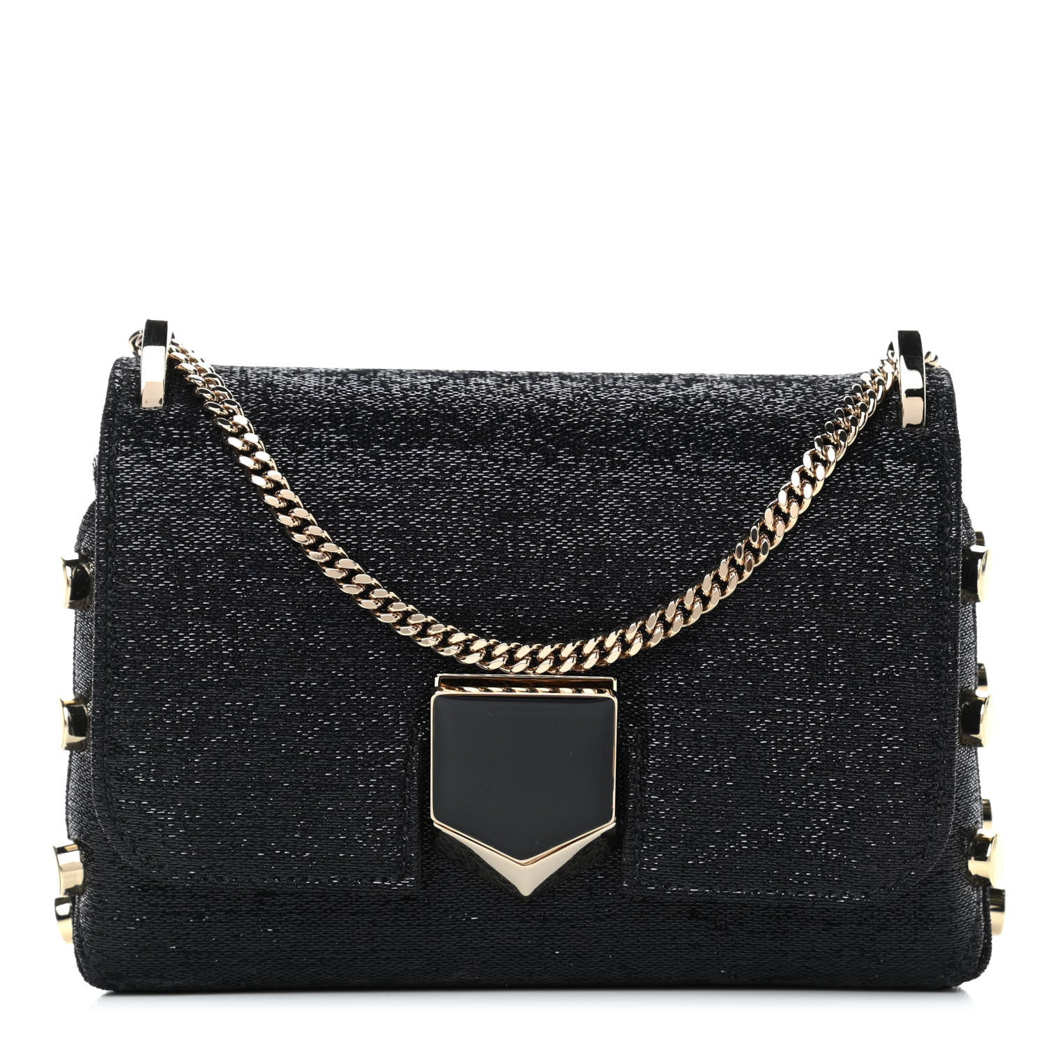 Jimmy Choo Wetlook Fabric Mini Lockett Shoulder Bag Black 1 of 4