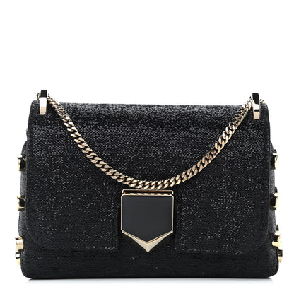 Jimmy Choo Wetlook Fabric Mini Lockett Shoulder Bag Black 1 of 4