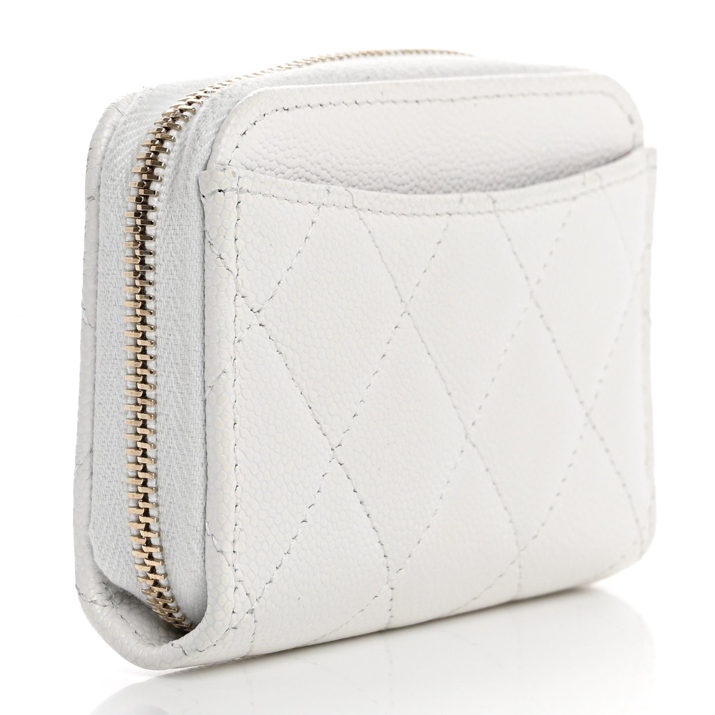 Caviar Quilted Zip Coin Purse White