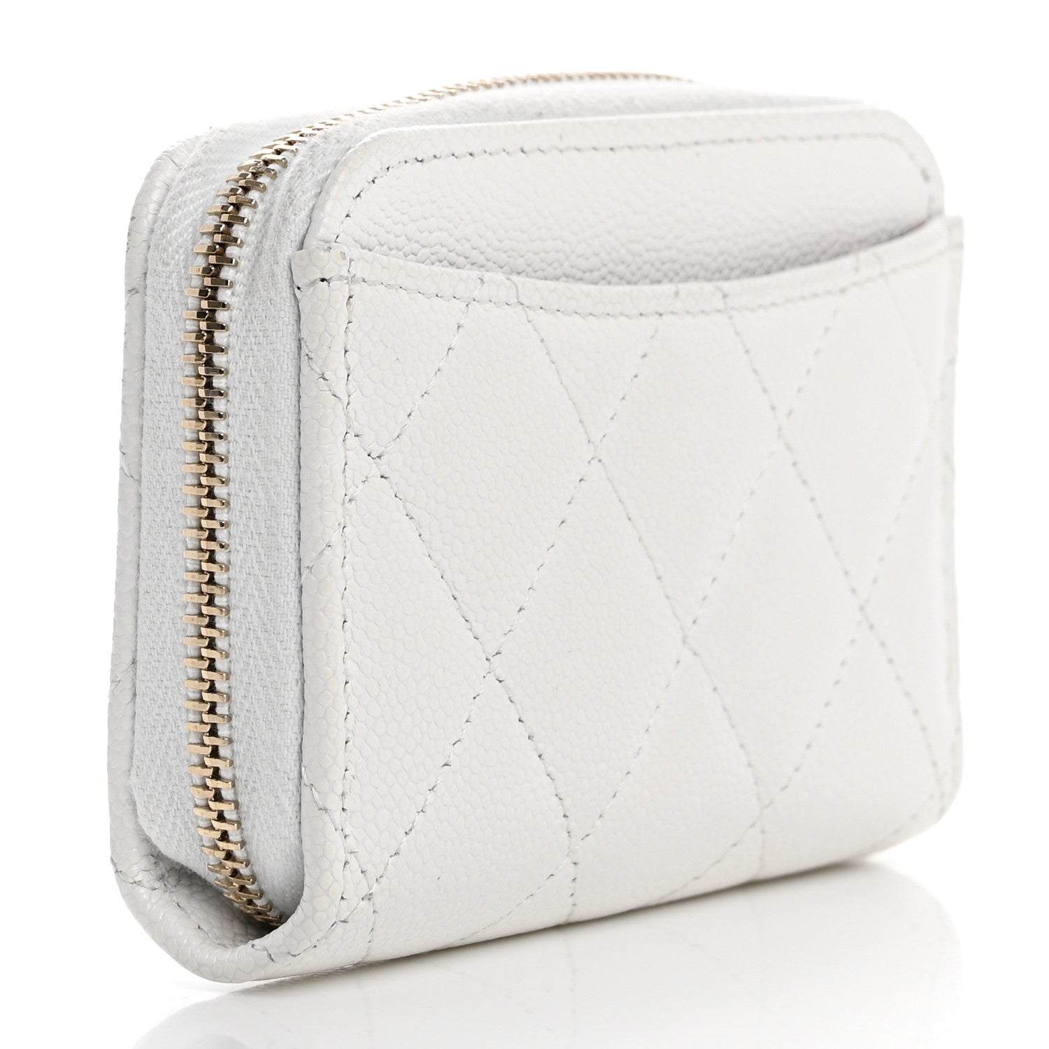 Chanel Caviar Quilted Zip Coin Purse White 3 of 11