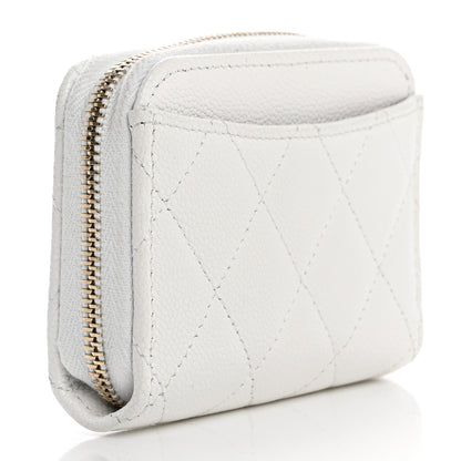 Chanel Caviar Quilted Zip Coin Purse White 3 of 11