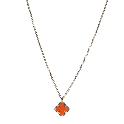 Van Cleef & Arpels 18K Rose Gold Carnelian Sweet Alhambra Pendant Necklace 1 of 6