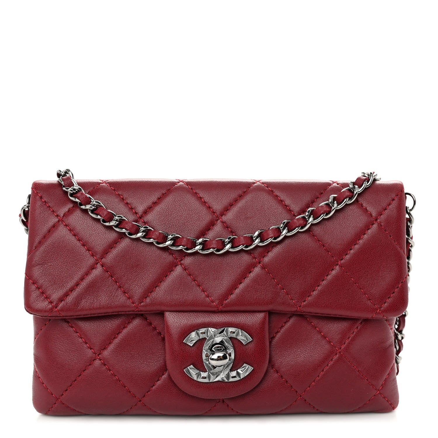 Chanel Lambskin Quilted Mini Mineral Nights Flap Crossbody Bag Dark Red 1 of 11