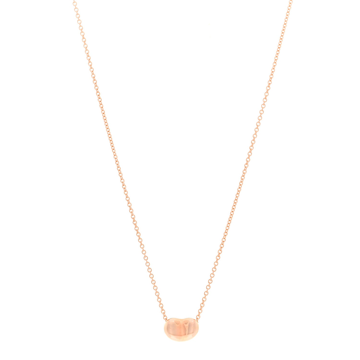 Tiffany 18K Rose Gold 9mm Elsa Peretti Bean Pendant Necklace 1 of 5