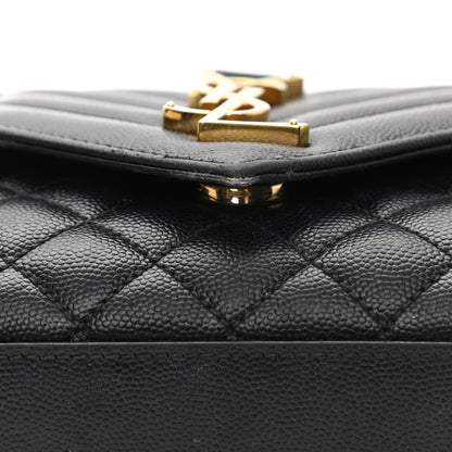 Saint Laurent Grain De Poudre Textured Mixed Matelasse Triquilt Small Monogram Satchel Black 13 of 13