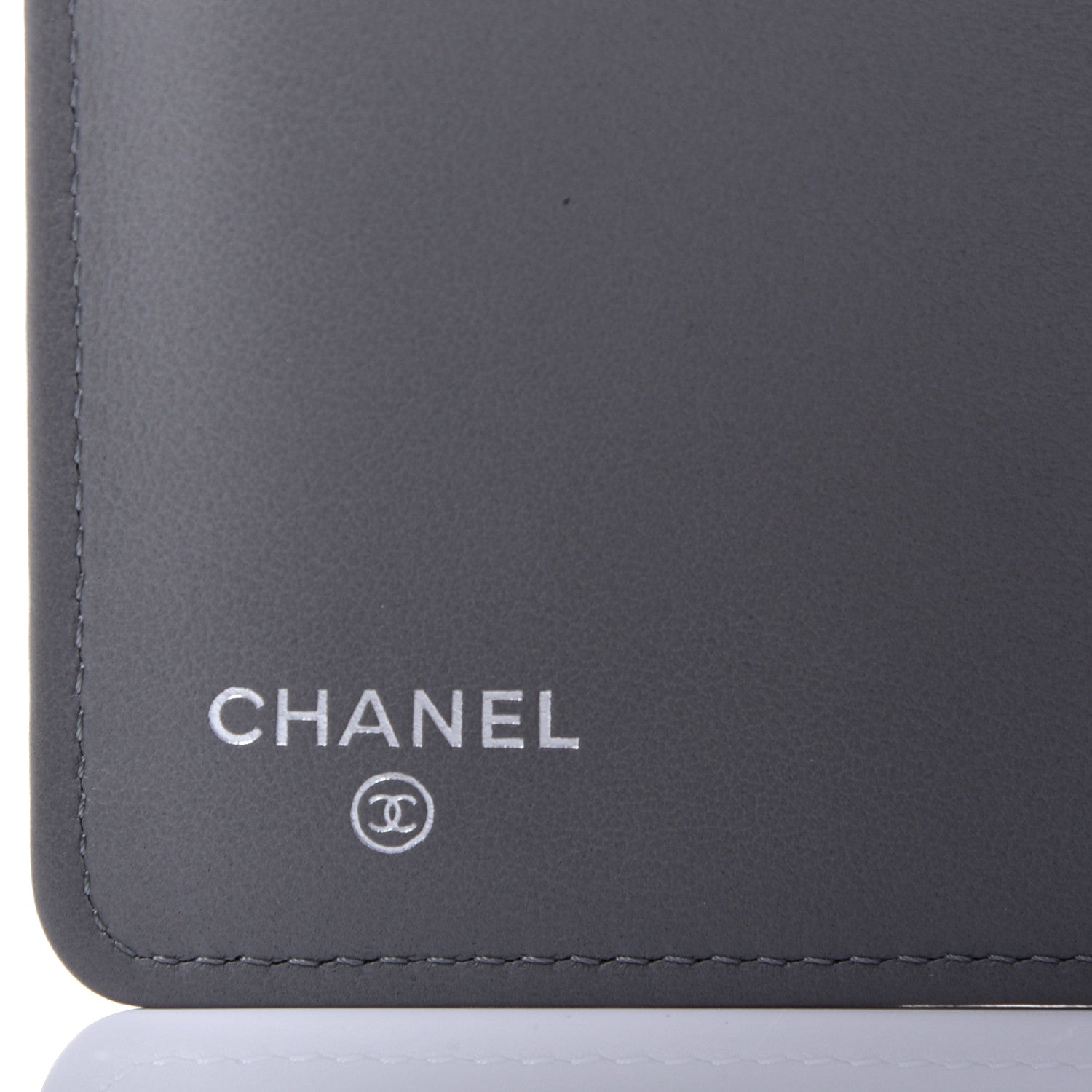 Chanel Calfskin Chevron Quilted Boy Yen Wallet Grey 8 of 12