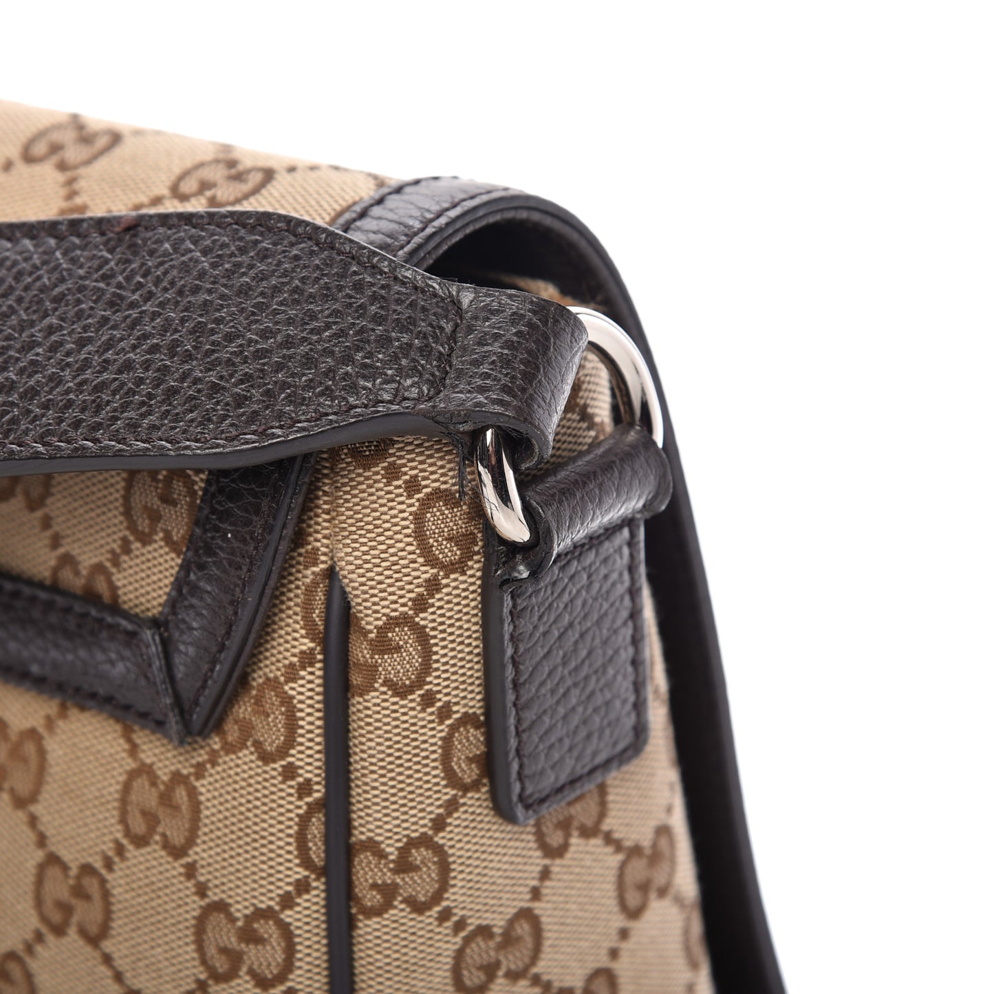 Monogram Flap Messenger Bag Beige Dark Brown