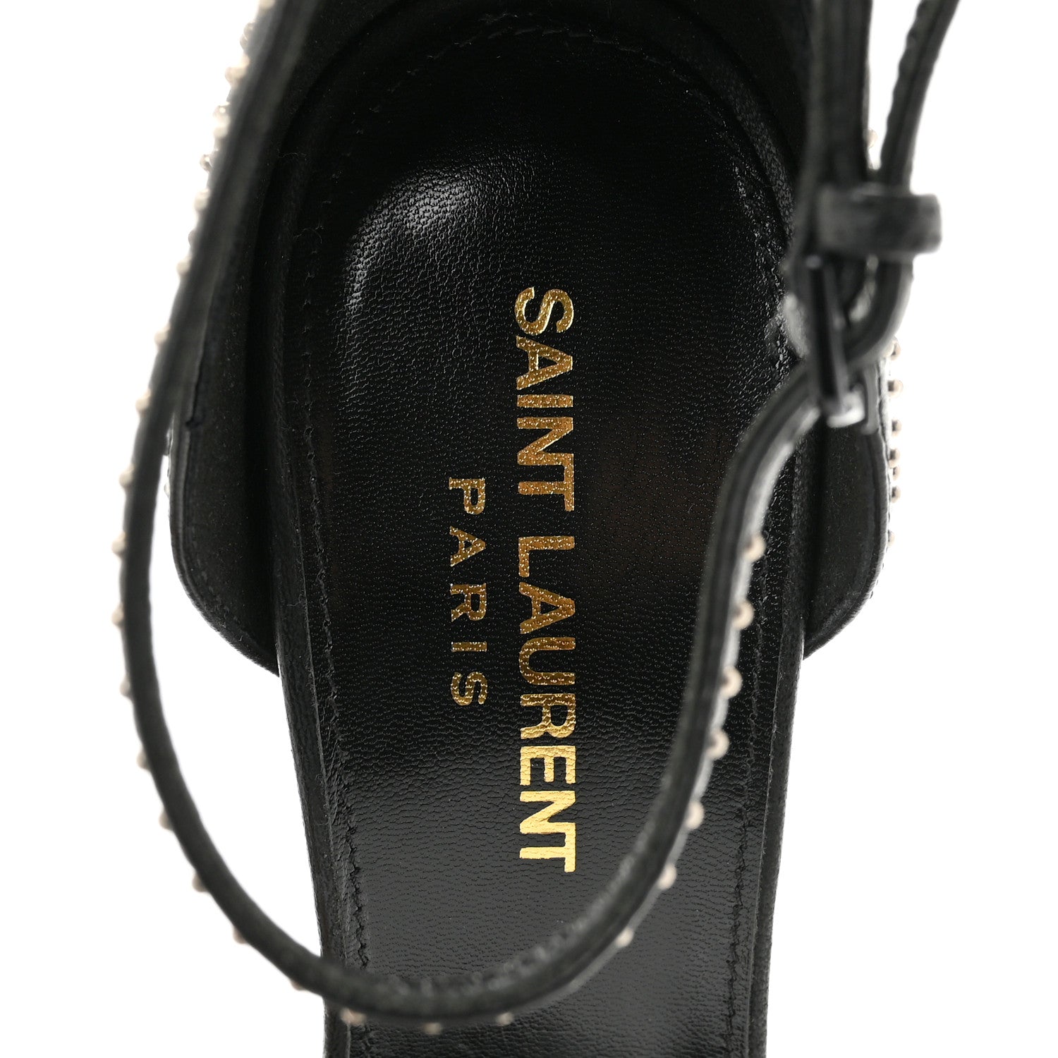 Saint Laurent Calfskin Studded Opyum Sandals 37 Black 7 of 9