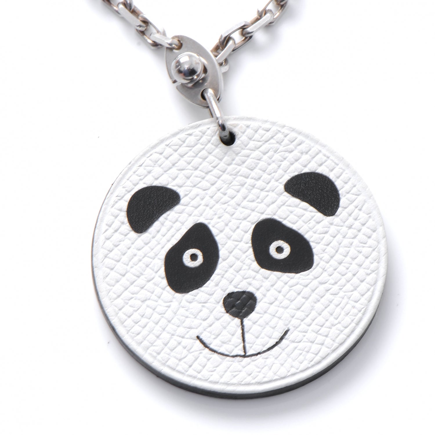 Hermes Epsom Panda Key Chain Bag Charm Noir and Blanc 3 of 6