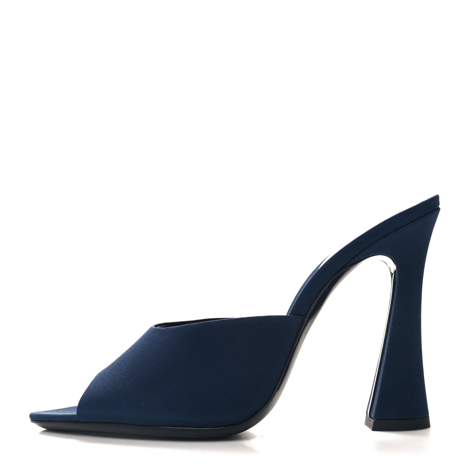 Saint Laurent Crepe De Chine Suite Mule Sandals 40 Dark Blue 1 of 9