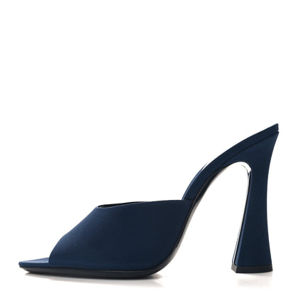 Saint Laurent Crepe De Chine Suite Mule Sandals 40 Dark Blue 1 of 9