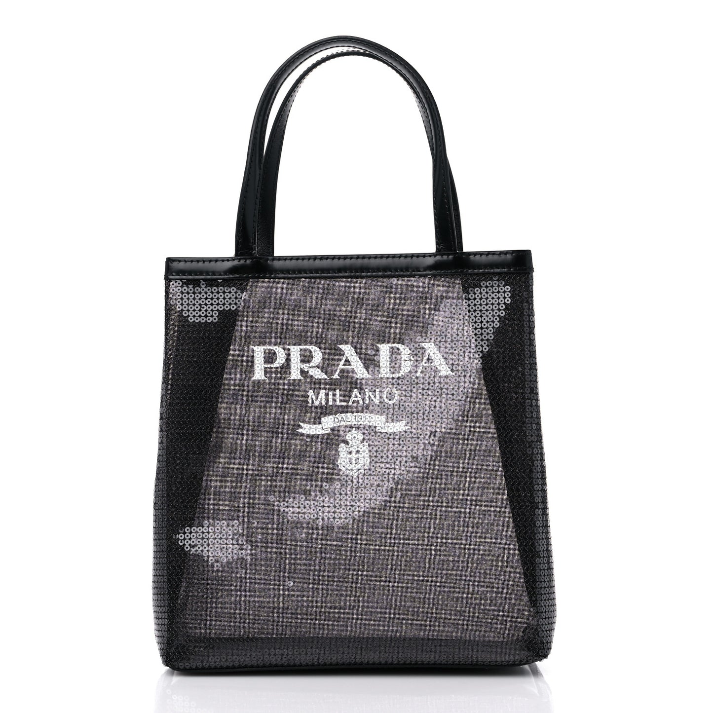 Sequin Mesh Small Tote Bag Black