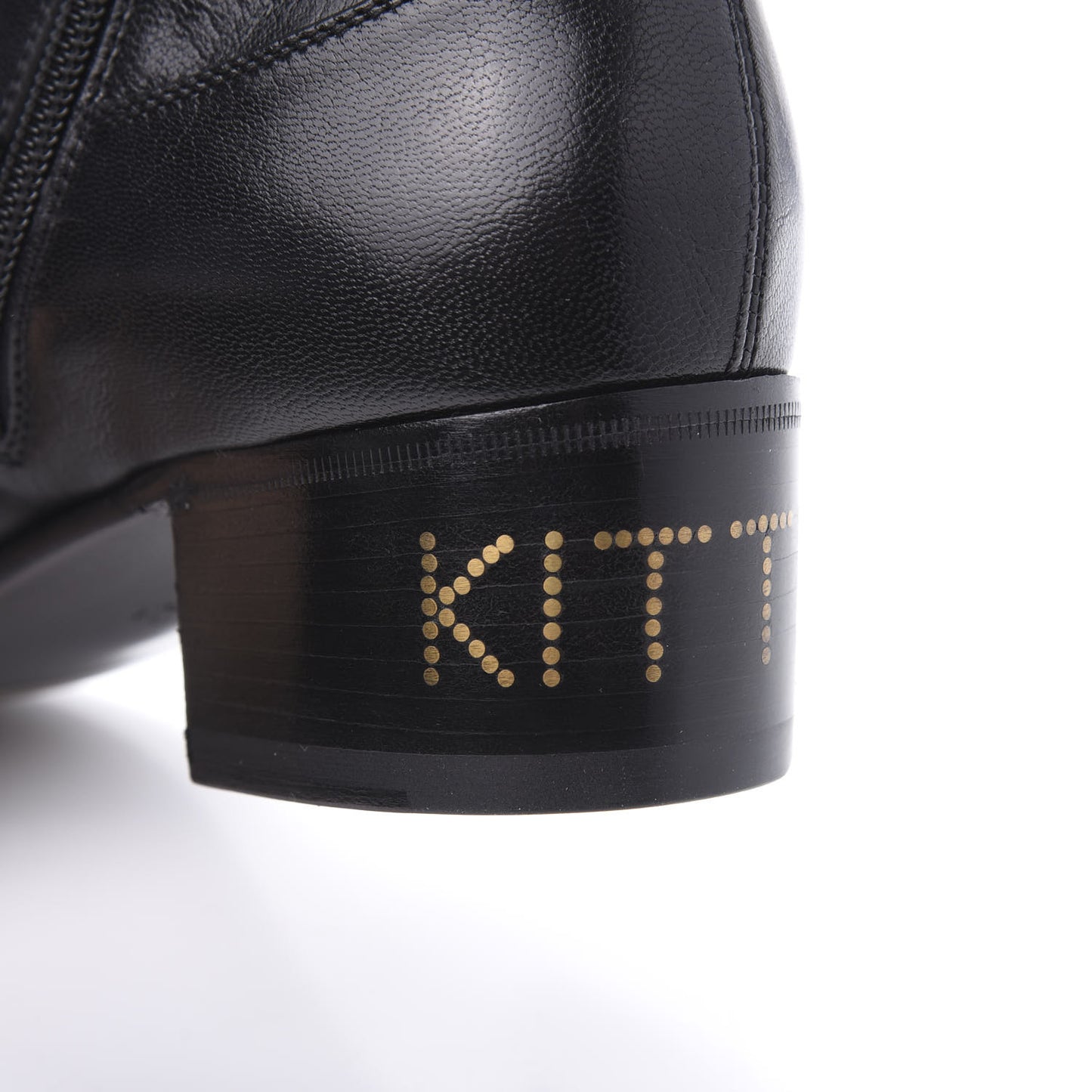 Goatskin Kitten Chain Horsebit Ankle Boots 38.5 Black