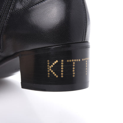 Gucci Goatskin Kitten Chain Horsebit Ankle Boots 38.5 Black 7 of 10