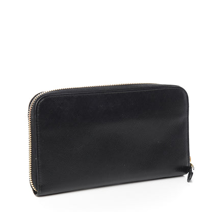 Prada Saffiano Metal Zip Around Wallet Black 2 of 8