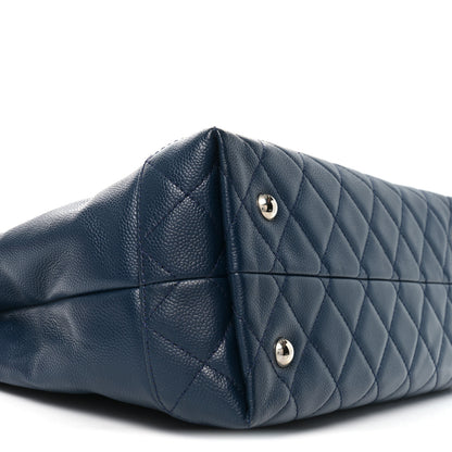 Chanel Caviar Large Soft CC Top Handle Tote Navy Blue 8 of 9
