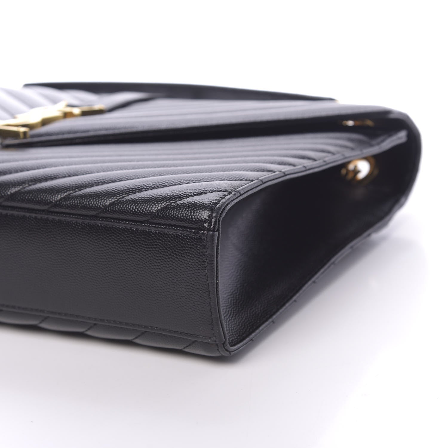 Saint Laurent Grain De Poudre Matelasse Chevron Large Monogram Satchel Black 8 of 9