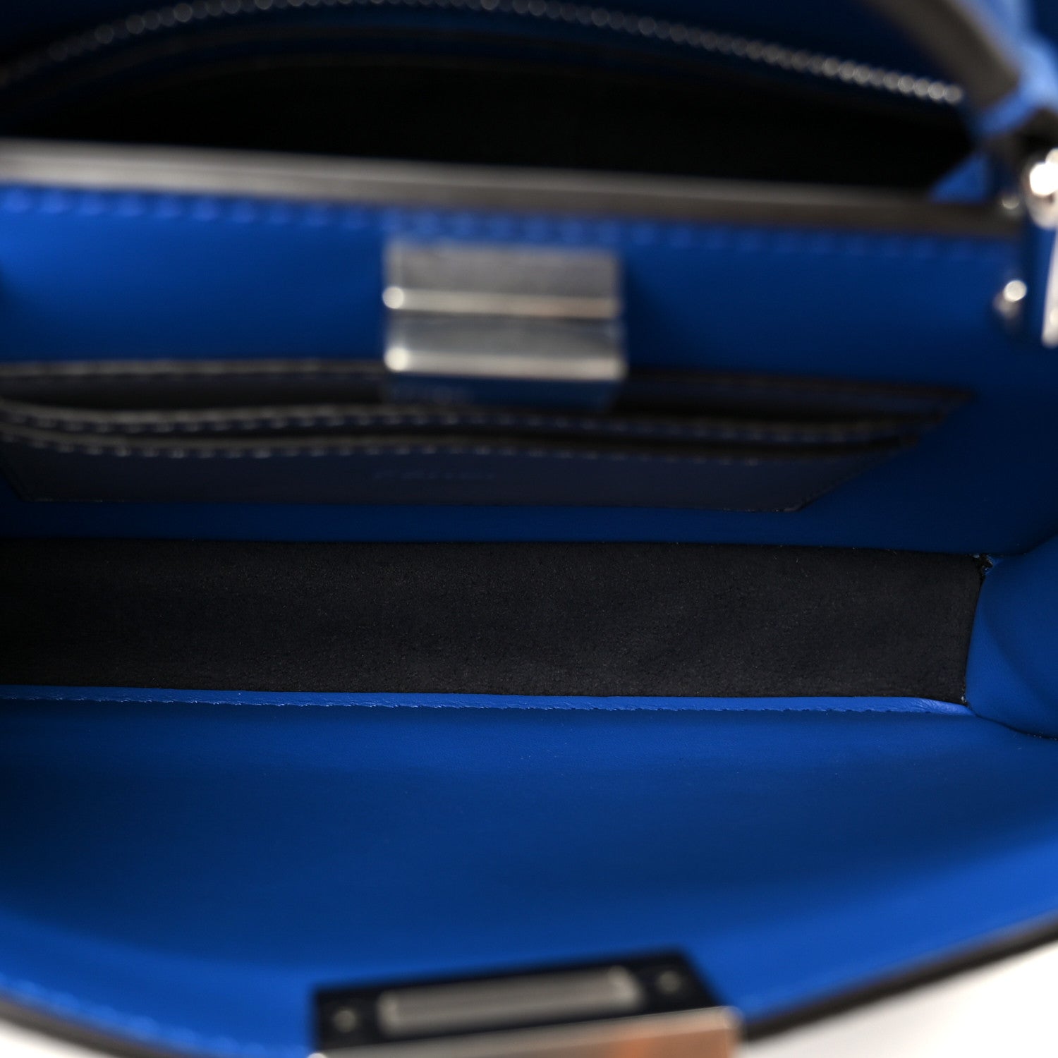 Fendi Cuoio Romano Vitello Cover Bi-Color Peekaboo I See U X Cross Satchel Bleu Royal Acciaio 5 of 13