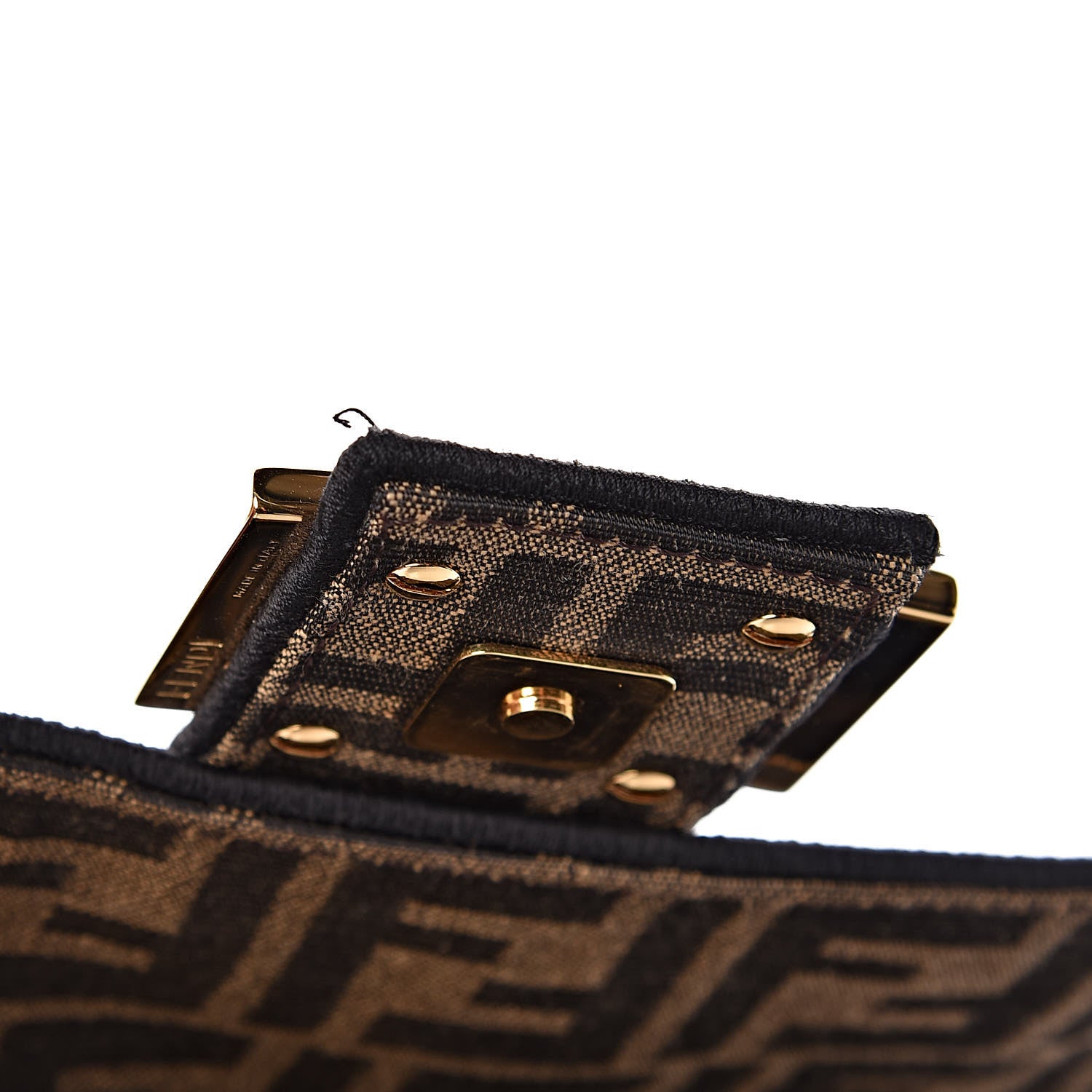 Fendi Fabric Jacquard FF 1974 Medium Baguette Tobacco Moro Black 12 of 15