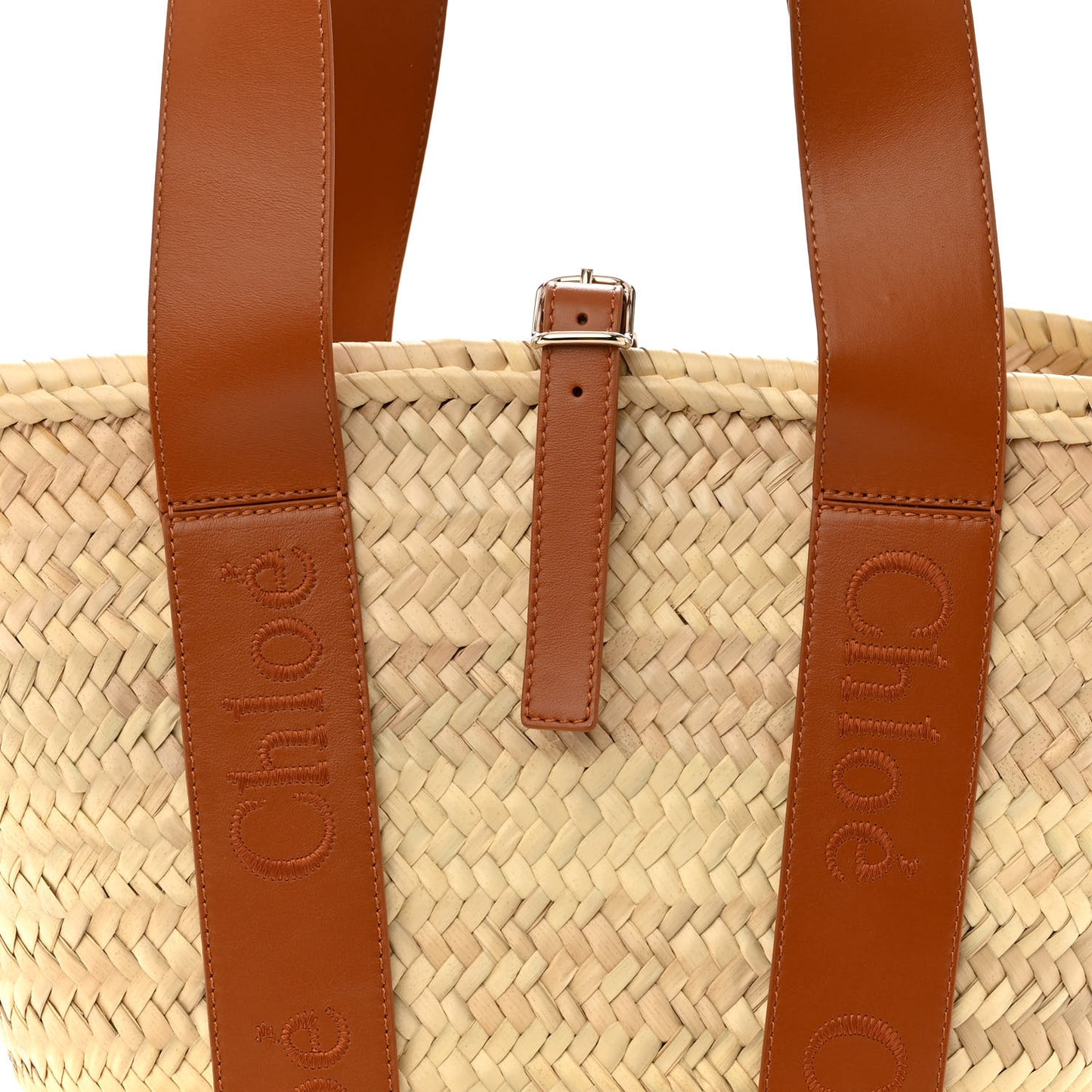 Raffia Smooth Calfskin Medium Sense Basket Caramel