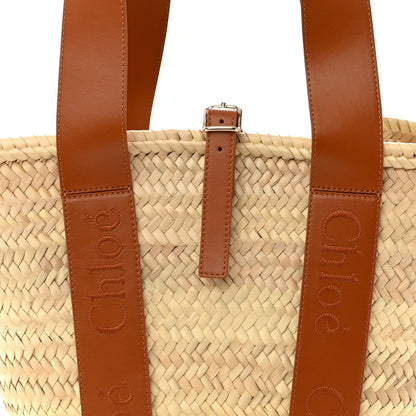 Chloe Raffia Smooth Calfskin Medium Sense Basket Caramel 7 of 9