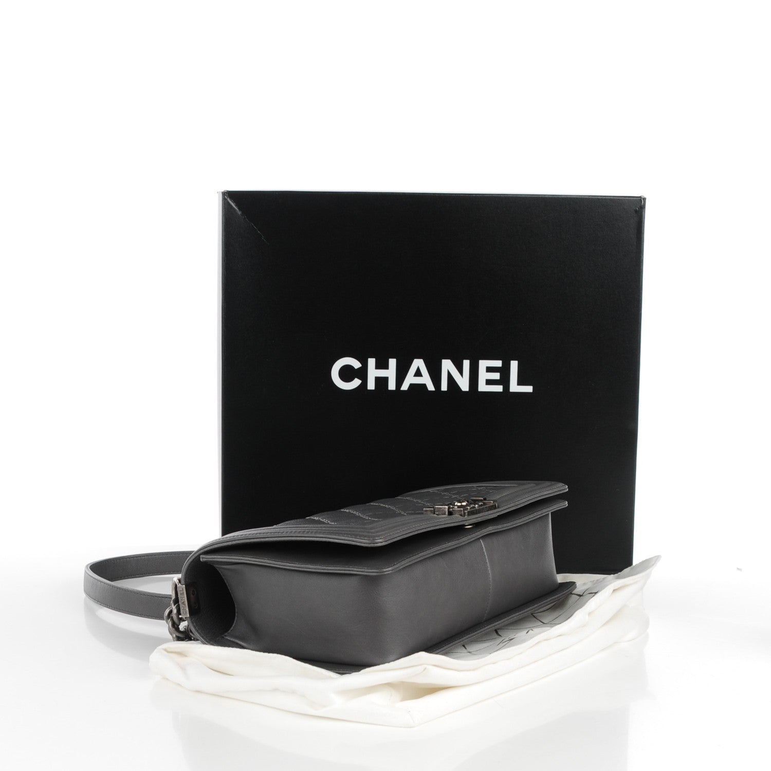 Chanel Calfskin Double Stitch New Medium Boy Flap Grey 5 of 7