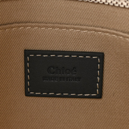 Chloe Cotton Calfskin Small Woody Ribbon Tote With Strap Black Blue 6 of 10