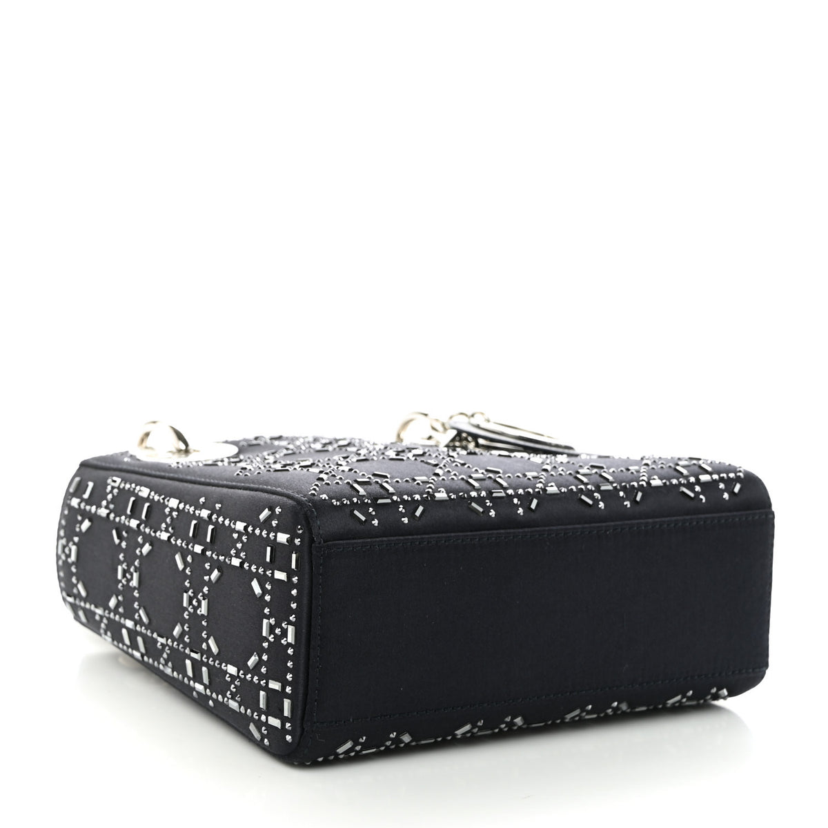 Satin Crystal Cannage Mini Lady Dior Navy