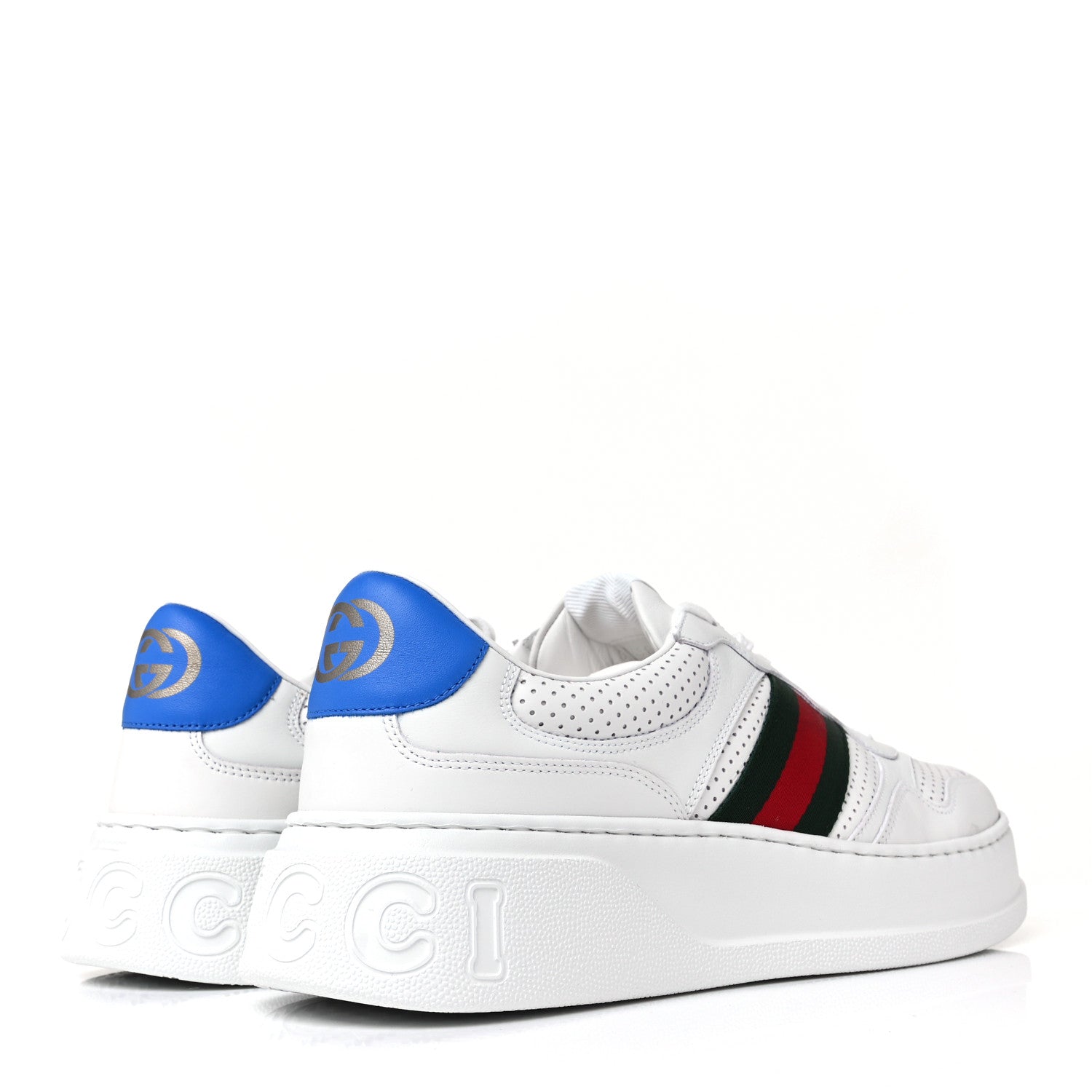 Gucci Calfskin Web Mens Ace Sneakers 11 White Blue 3 of 8