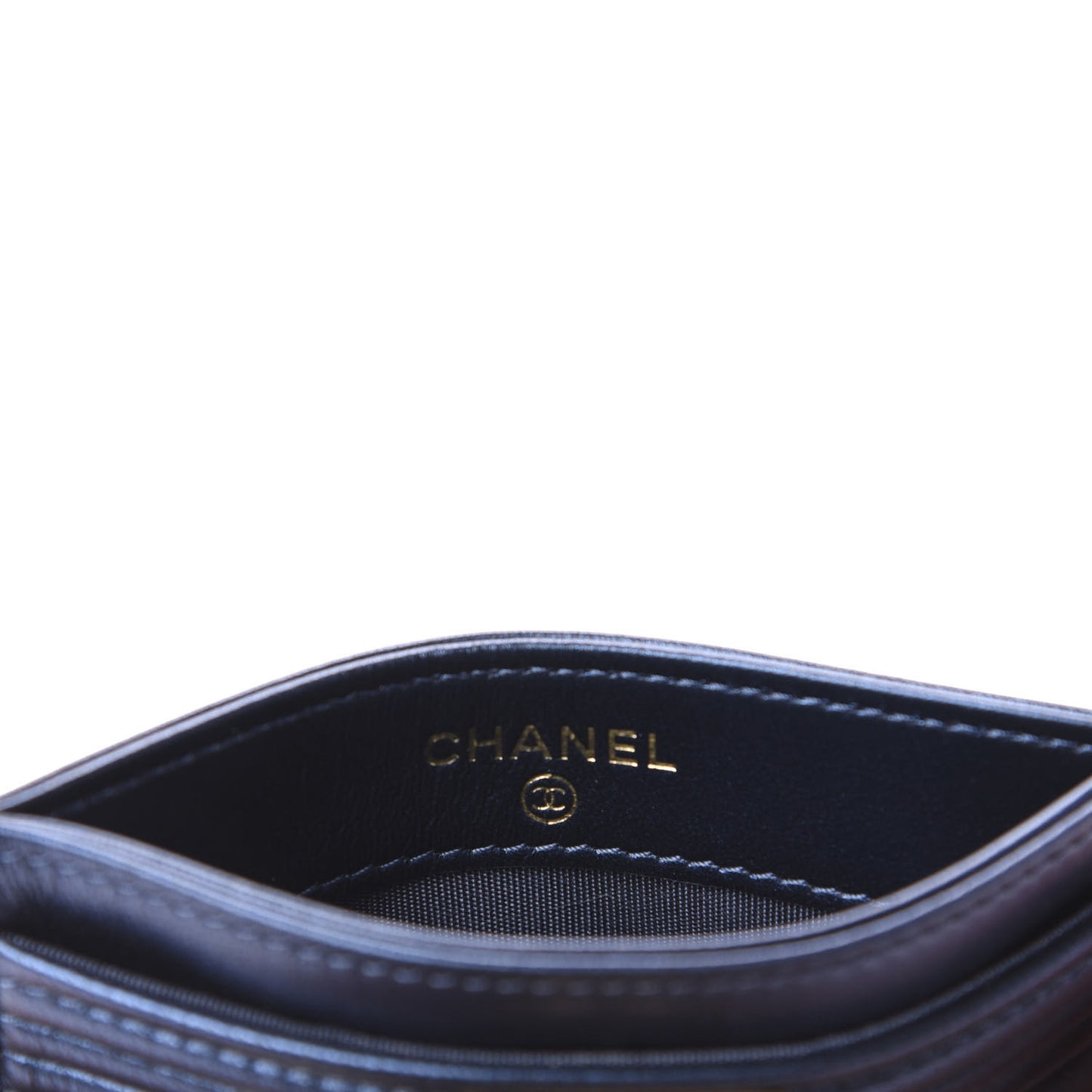 Metallic Lambskin Quilted Boy Card Holder Blue