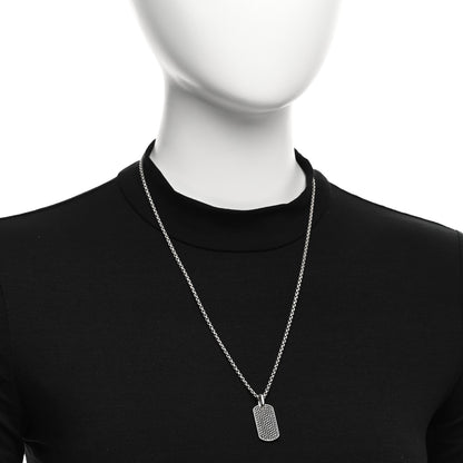 David Yurman Sterling Silver Black Diamond 27mm Chevron Dog Tag Necklace 2 of 5