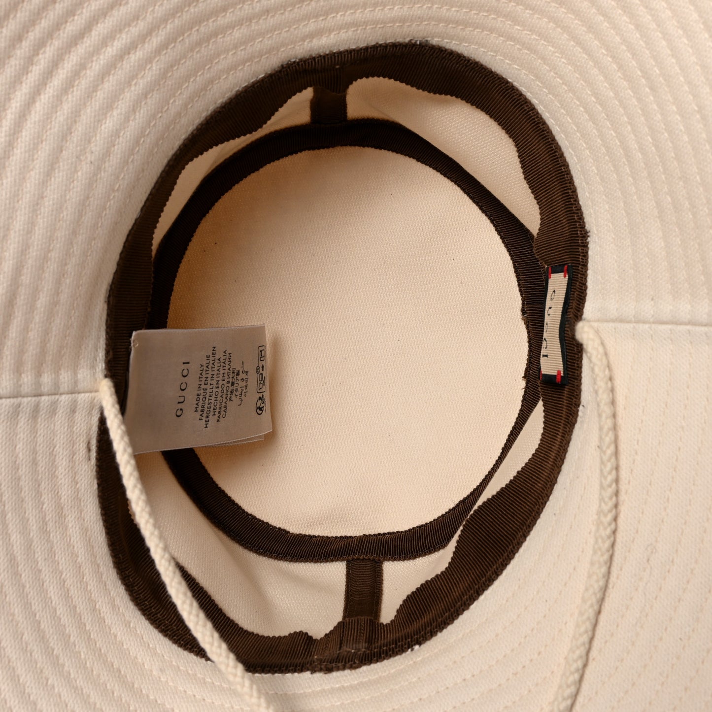 Cotton Textured Dollar Calfskin Bucket Hat XL Beige New Acero