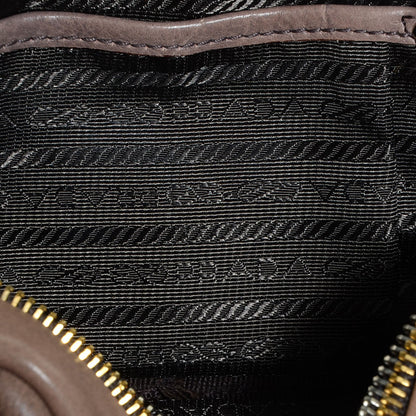 Prada Glace Calfskin Zippers Bow Clutch Ardesia Nudo 7 of 10