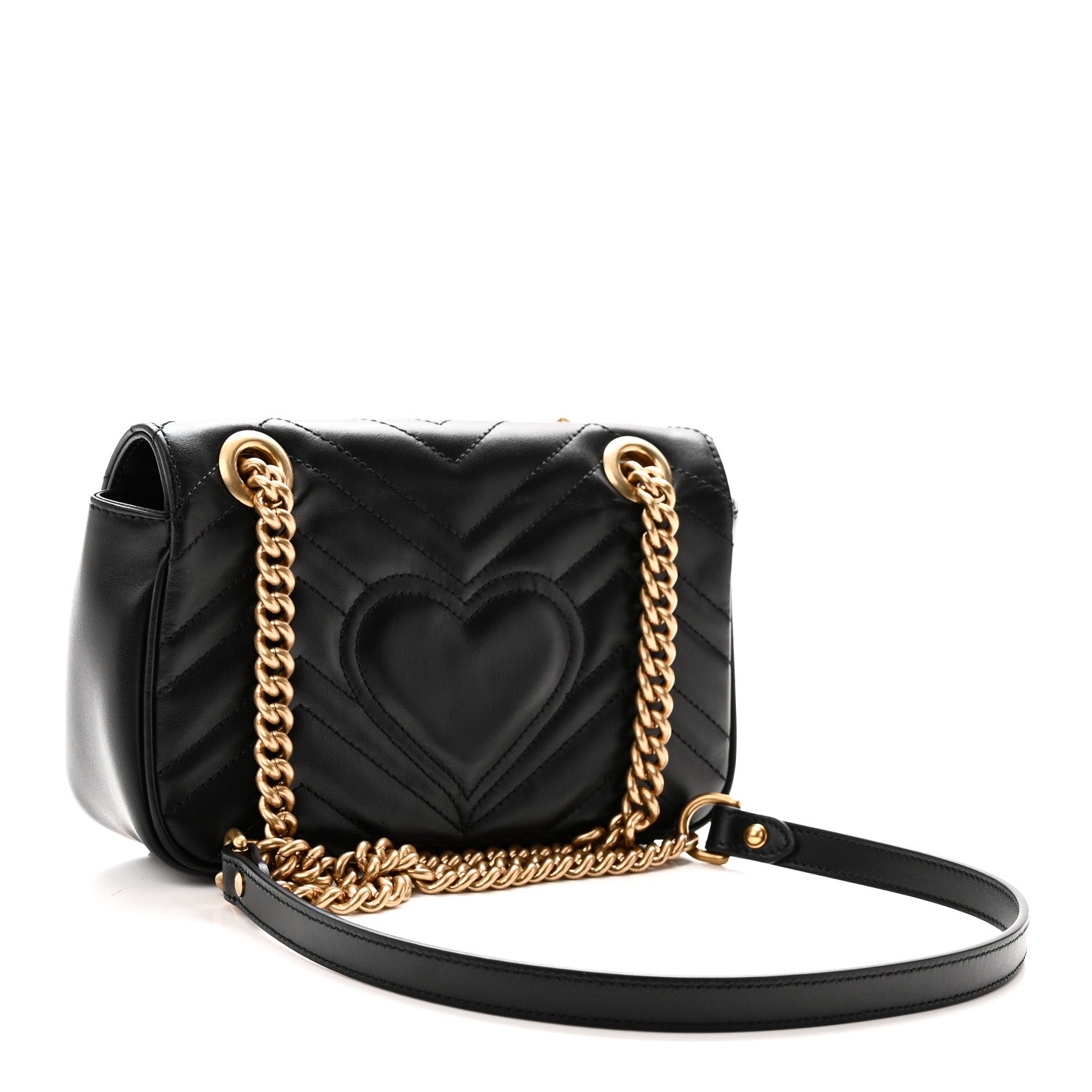 Gucci Calfskin Matelasse Mini GG Marmont Shoulder Bag Black 3 of 10