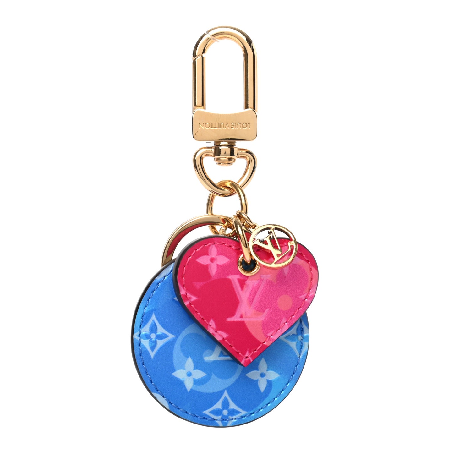 Vernis Valentine Heart Bag Charm Key Ring Fuchsia Light Blue