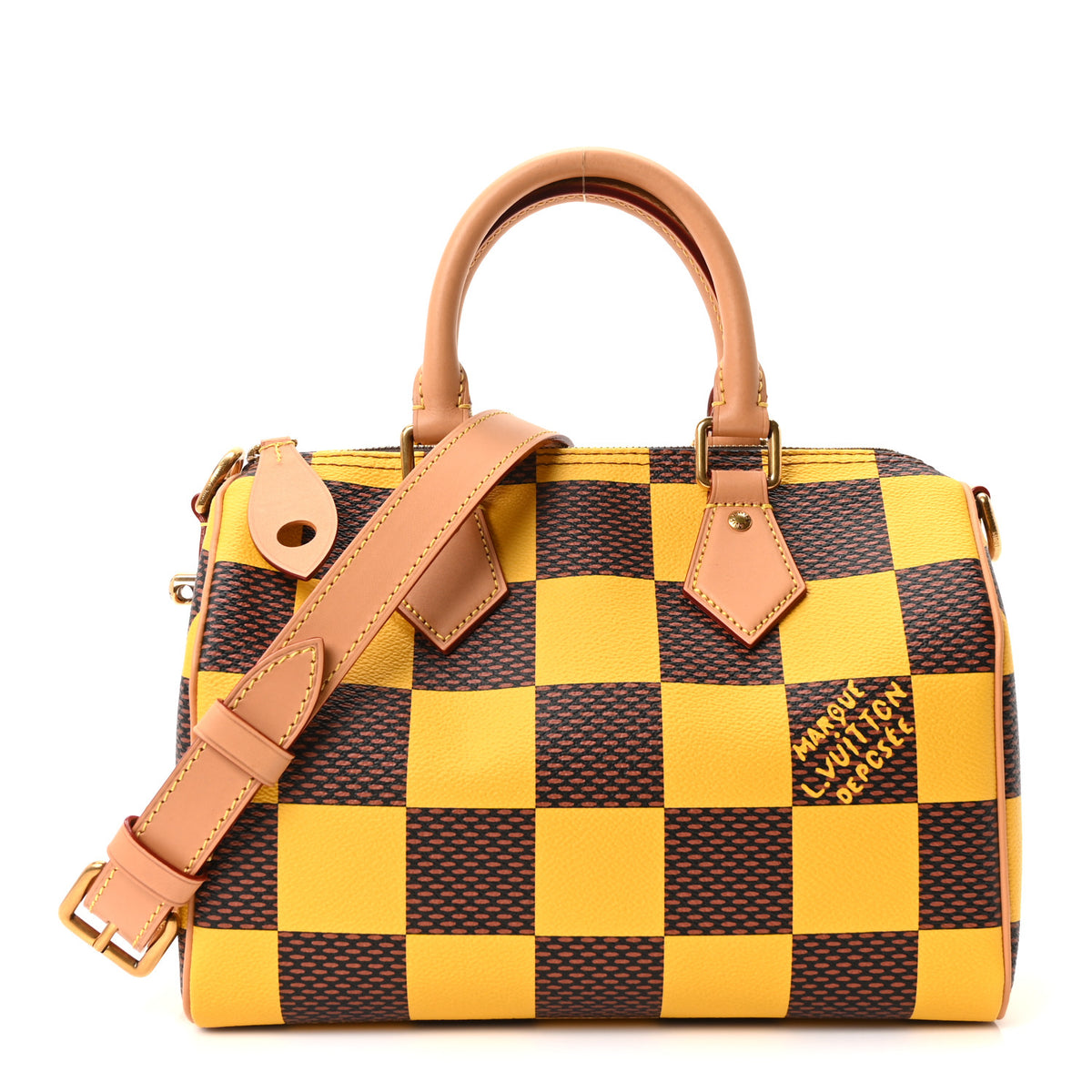 Damier Pop Speedy Bandouliere 25 Jaune Mat