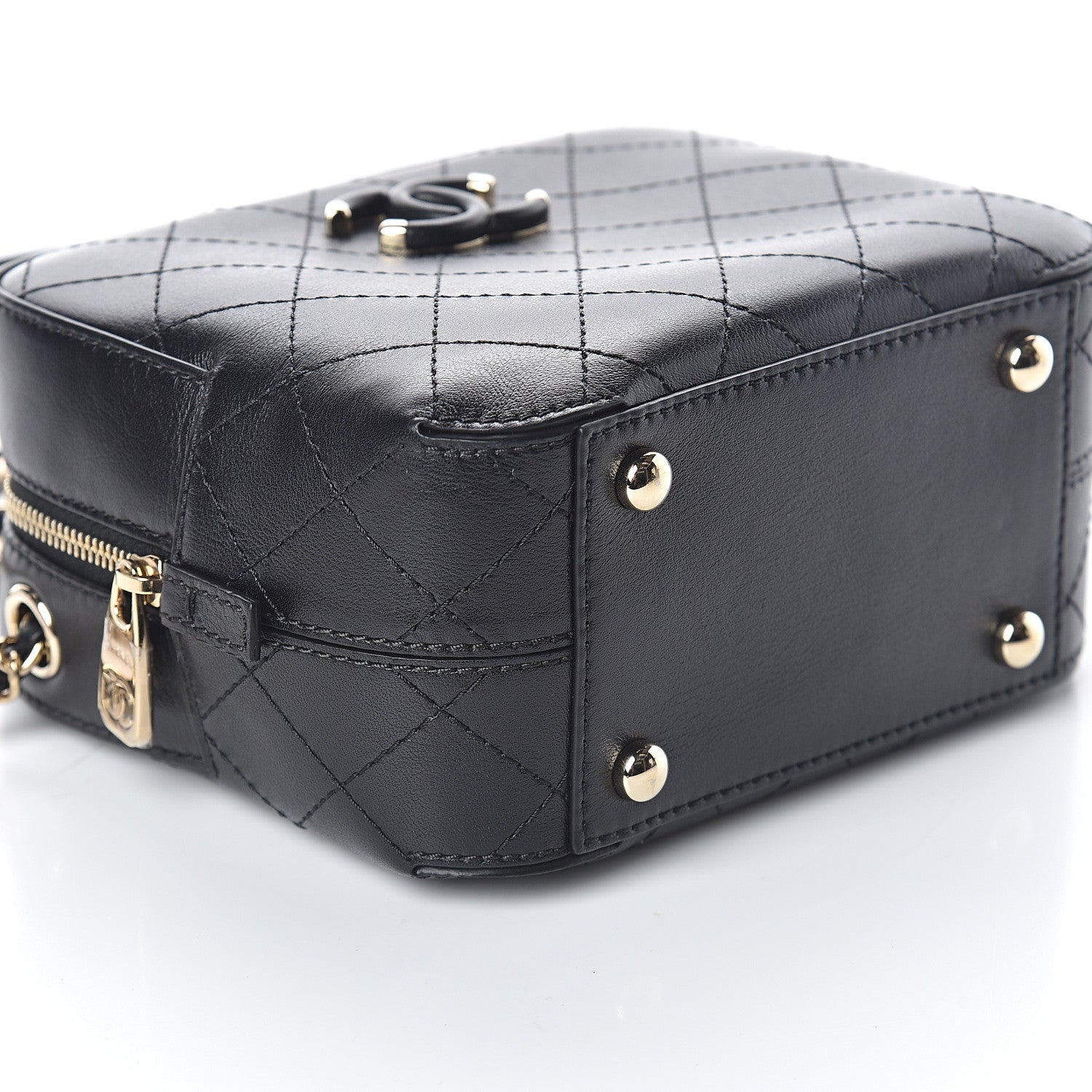 Chanel Calfskin Stitched Enamel CC Camera Case Bag Black 8 of 9