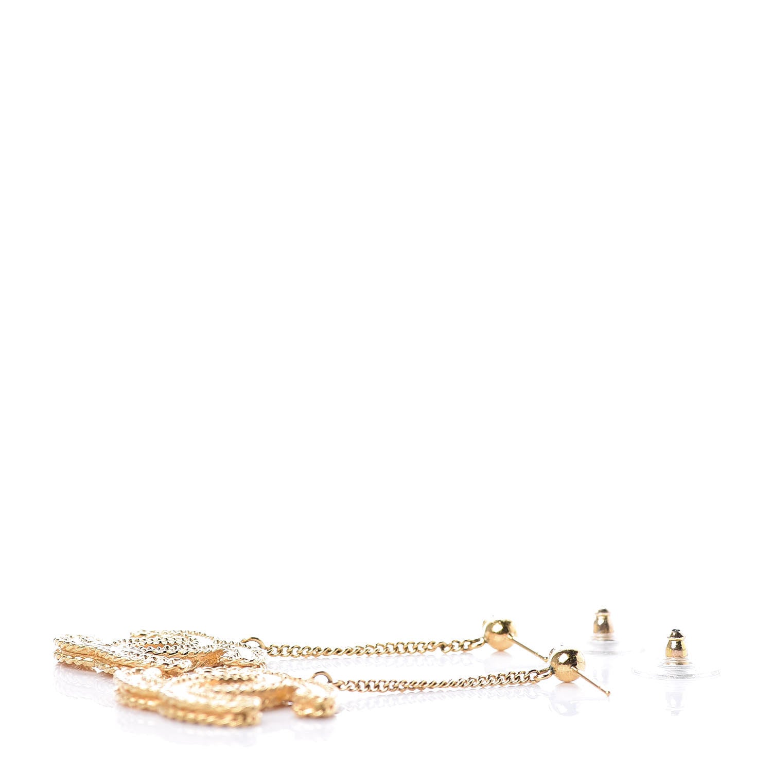 Chanel CC Drop Earrings Matte Gold 3 of 5