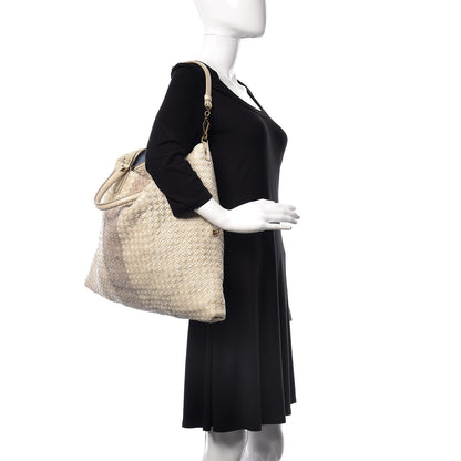 Bottega Veneta Nappa Linen Intrecciato Maxi Convertible Tote Mink 2 of 11