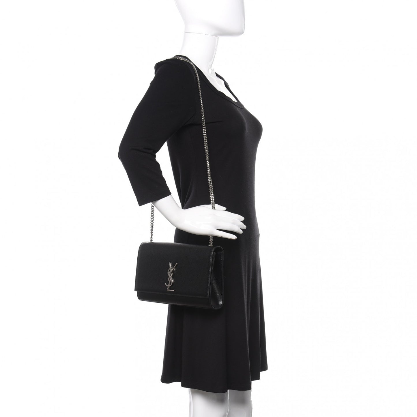 Grain De Poudre Medium Classic Monogram Kate Satchel Black