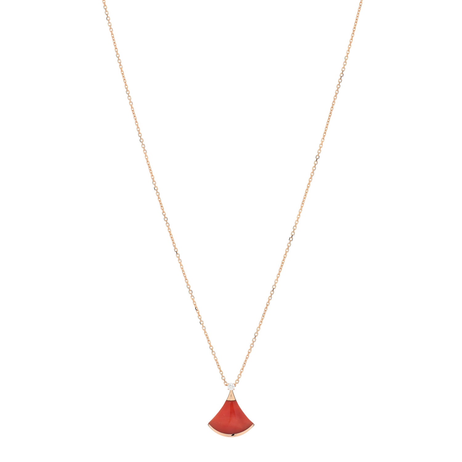 Bulgari 18K Rose Gold Diamond Carnelian Divas' Dream Pendant Necklace 1 of 5